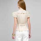 Polka Dot Ruffle Front Button Down Shirt, , small