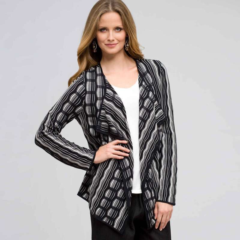 Open Front Texture Cardigan, , large