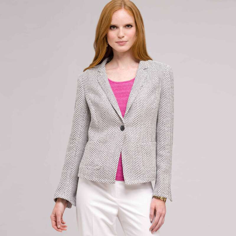 Textured 1 Button Jacket, , large