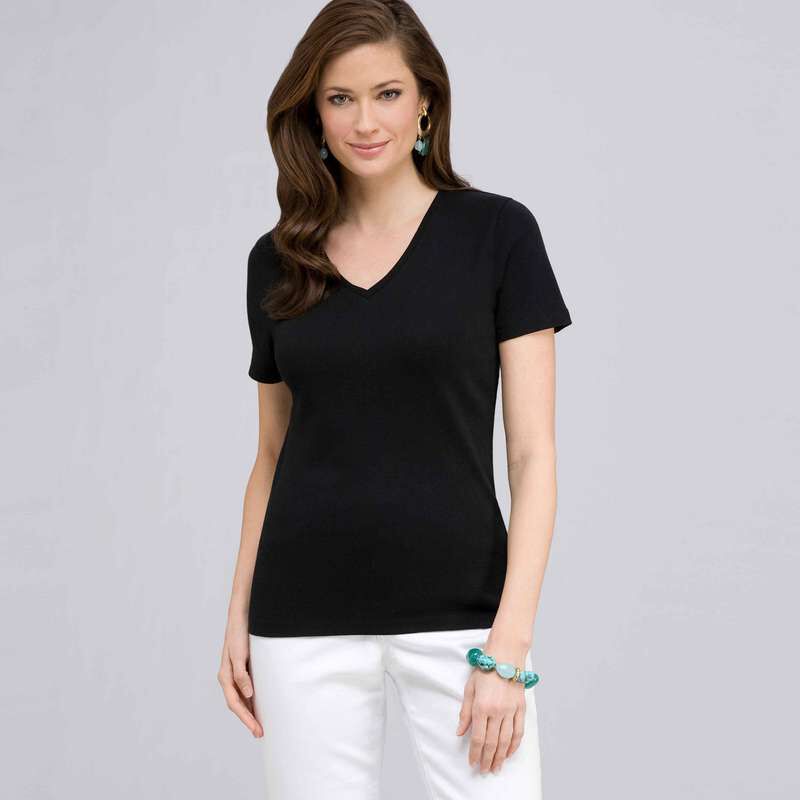 Short Sleeve V-Neck Tee, , large