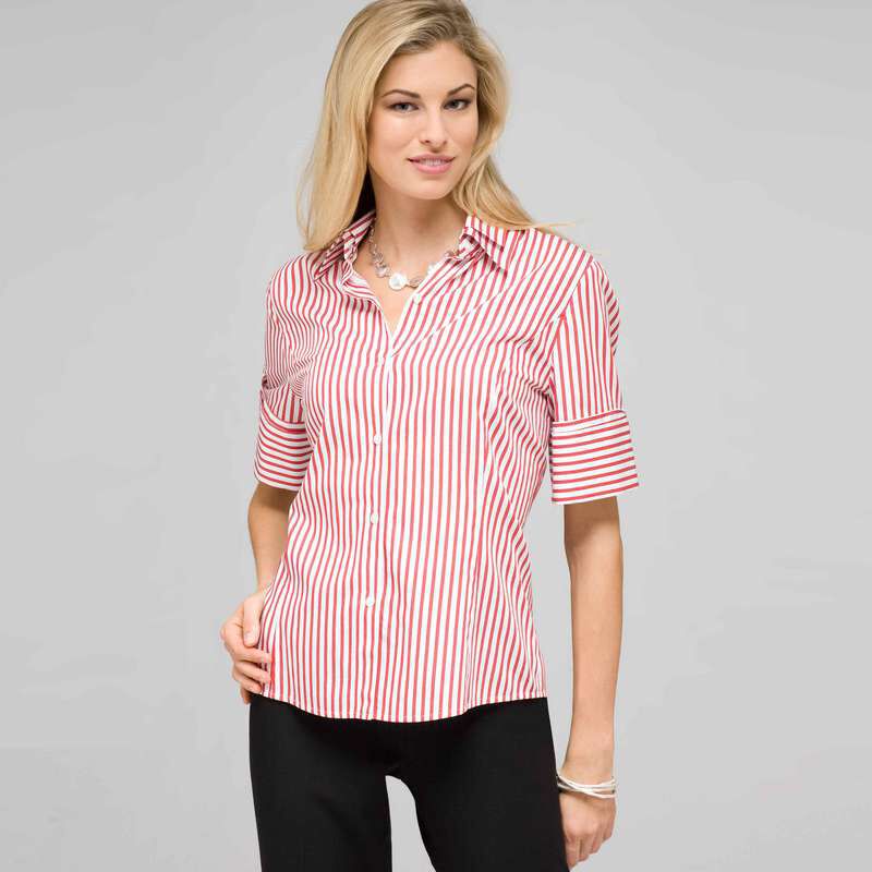 Double Collar Striped Shirt, , large