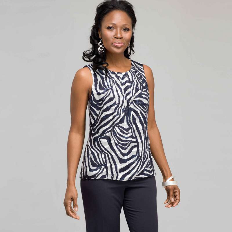 Sleeveless Zebra Print Blouse, , large