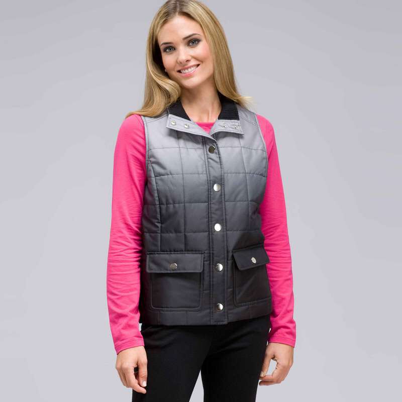 Mock Neck Quilted Vest, , large
