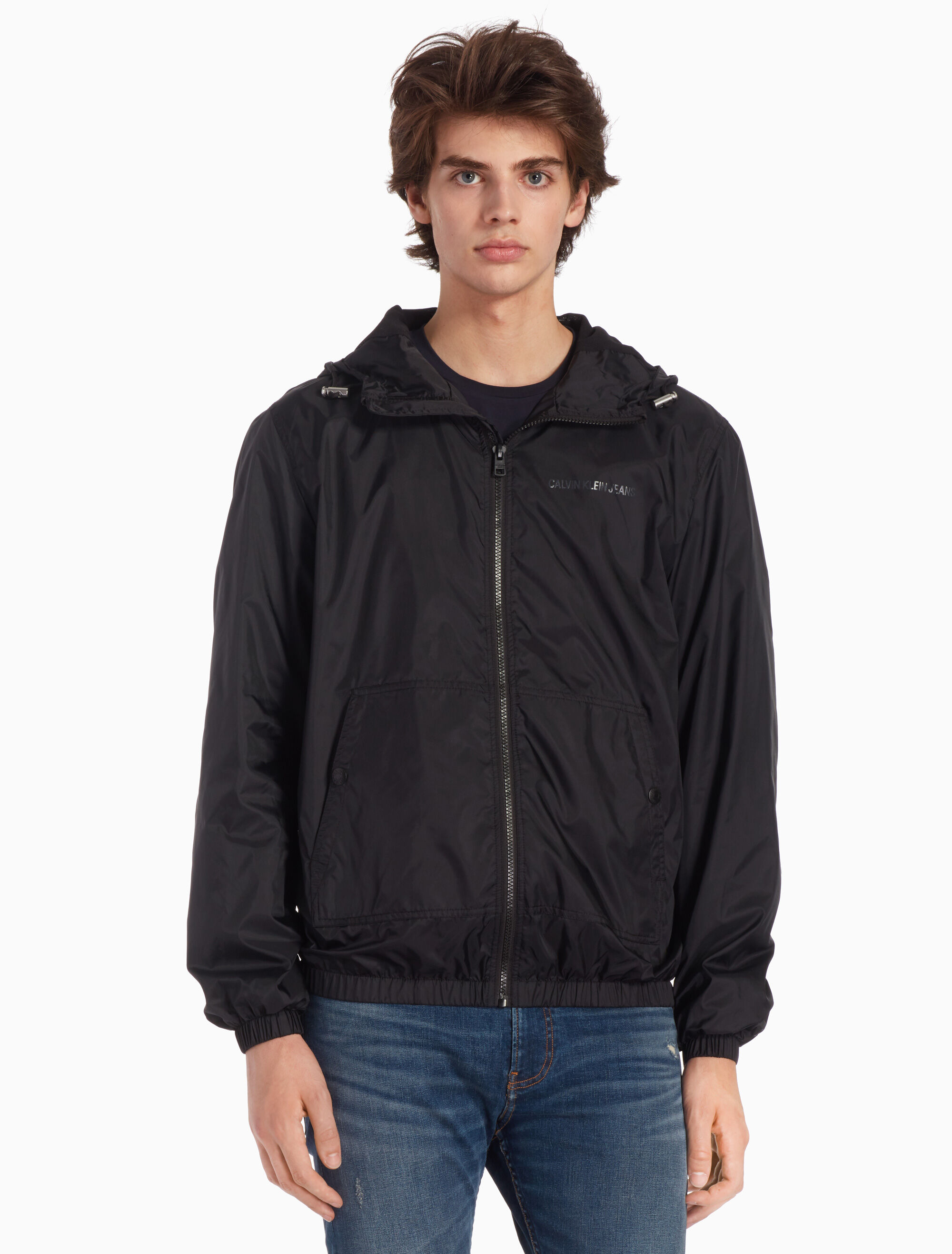 calvin klein nylon hooded jacket