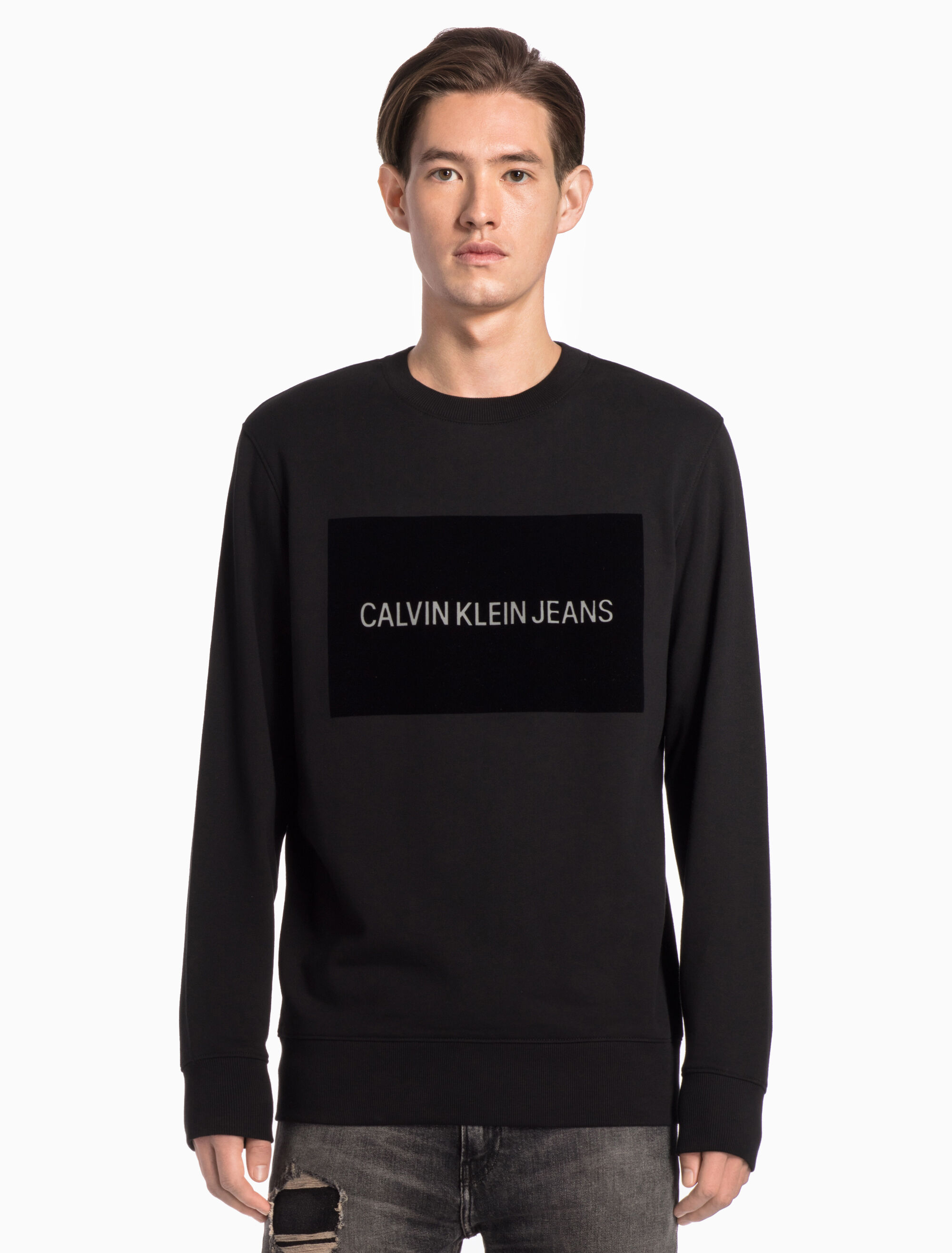 Calvin klein velour sweatshirt clearance