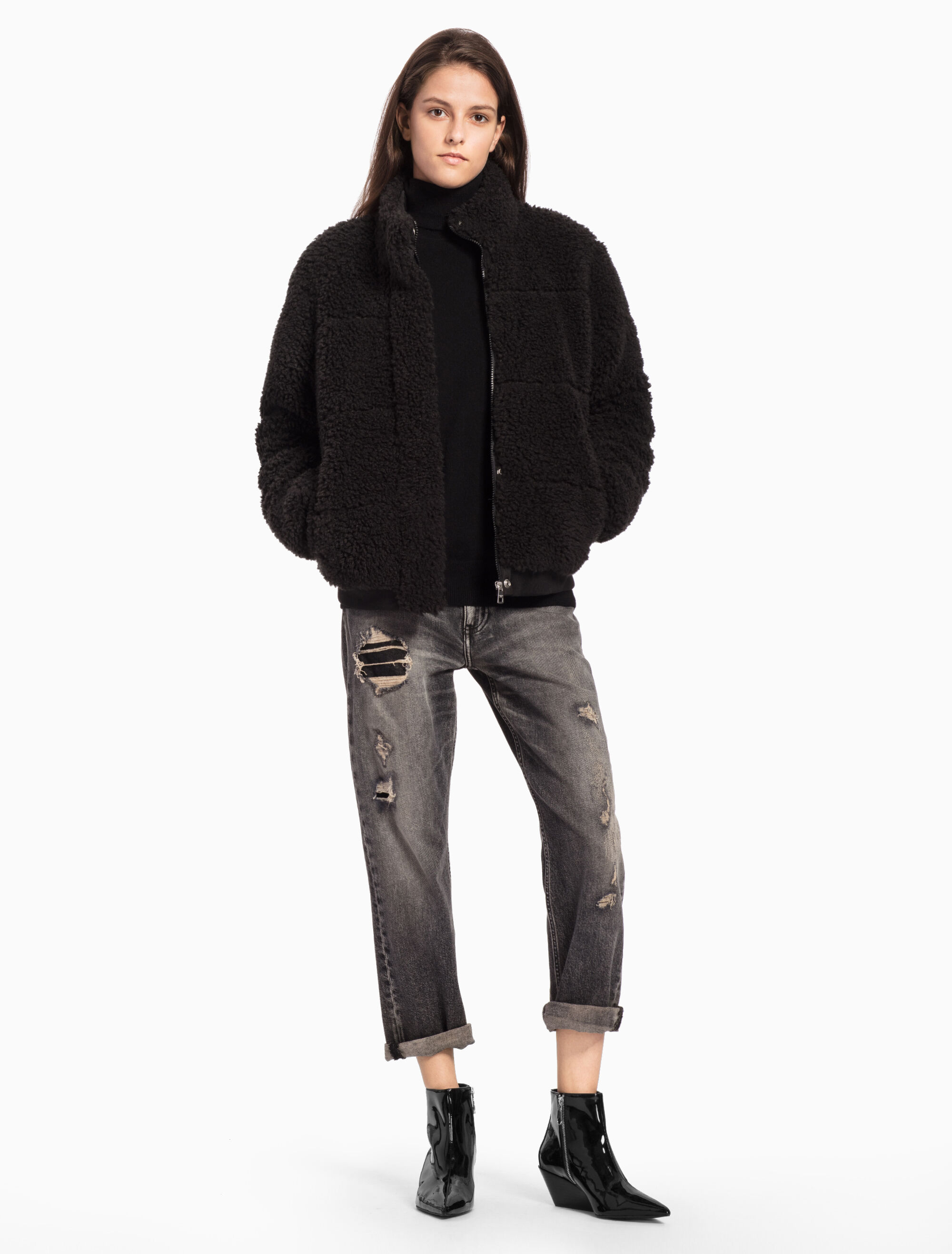 calvin klein jeans polar fleece puffer jacket