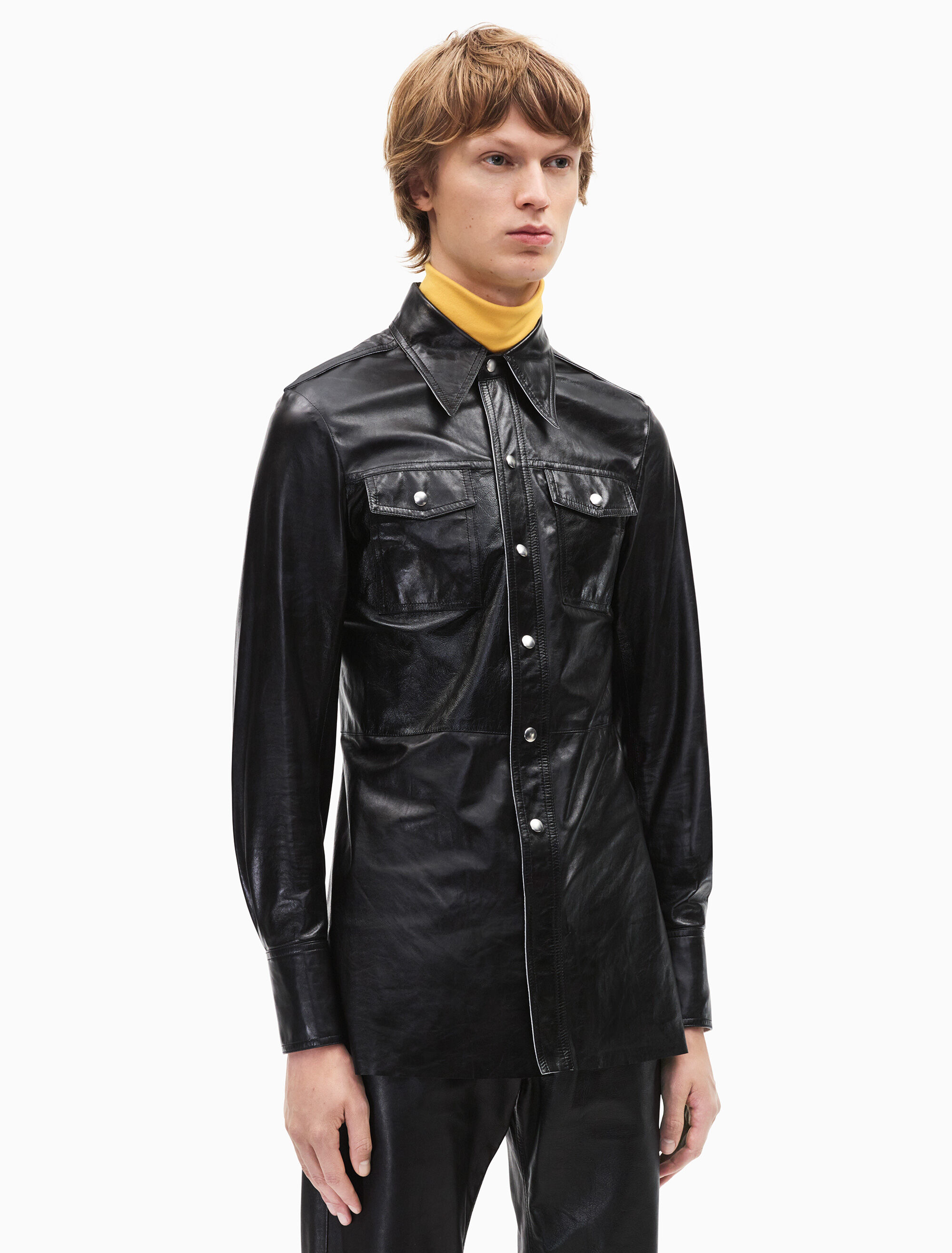 Calvin klein leather shirt clearance