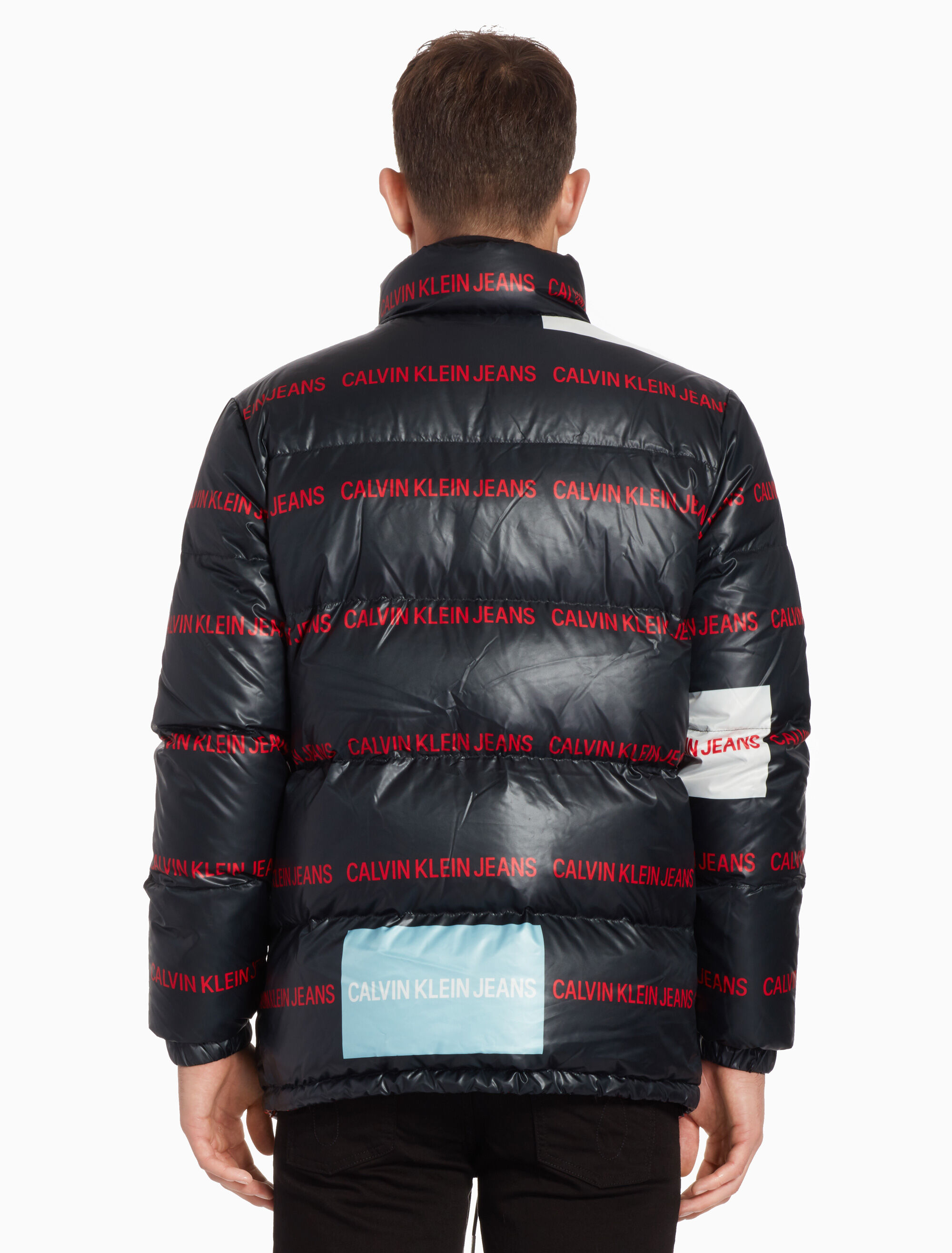 calvin klein multi logo puffer jacket