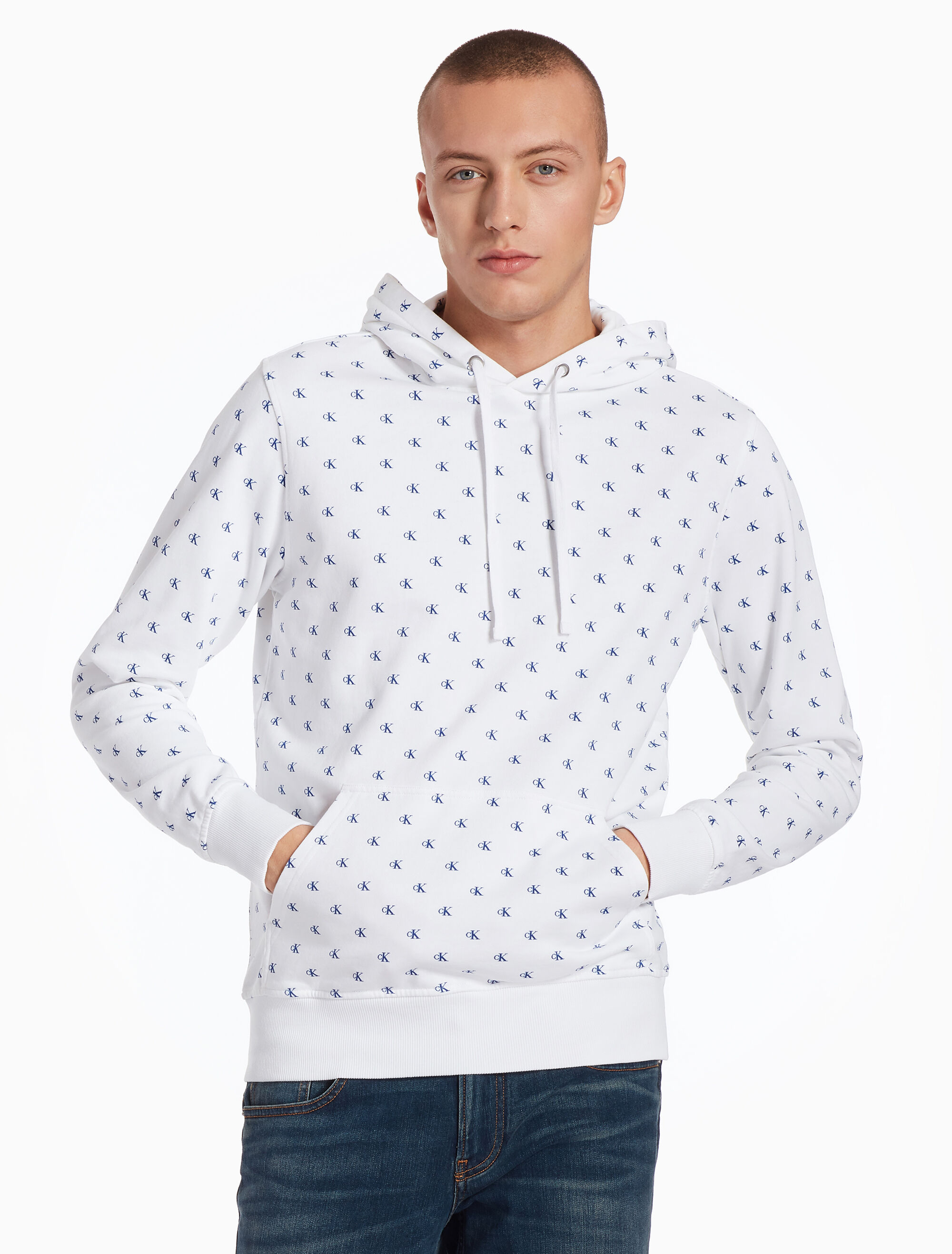 Calvin klein all over logo hoodie clearance