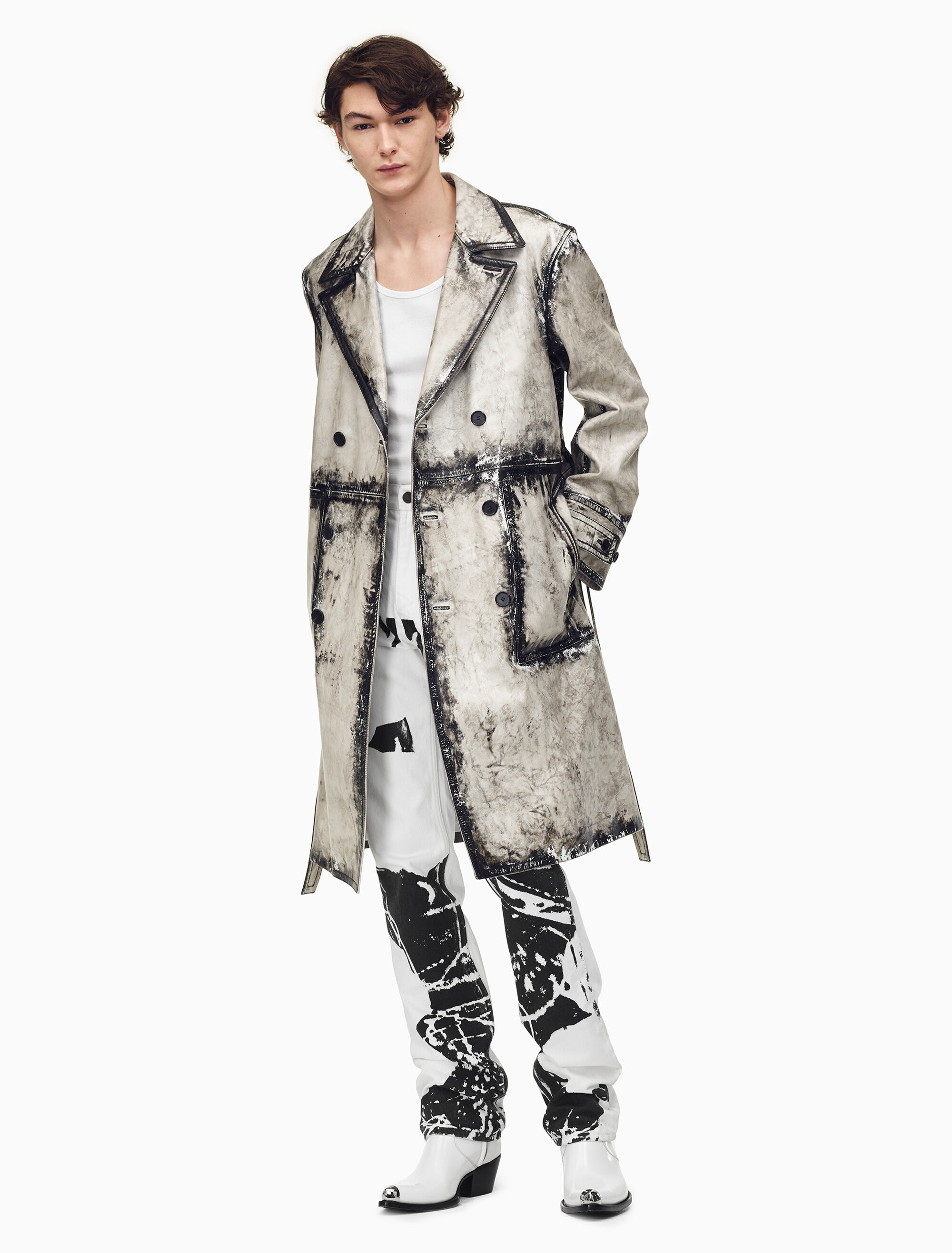 Calvin klein leather trench coat clearance
