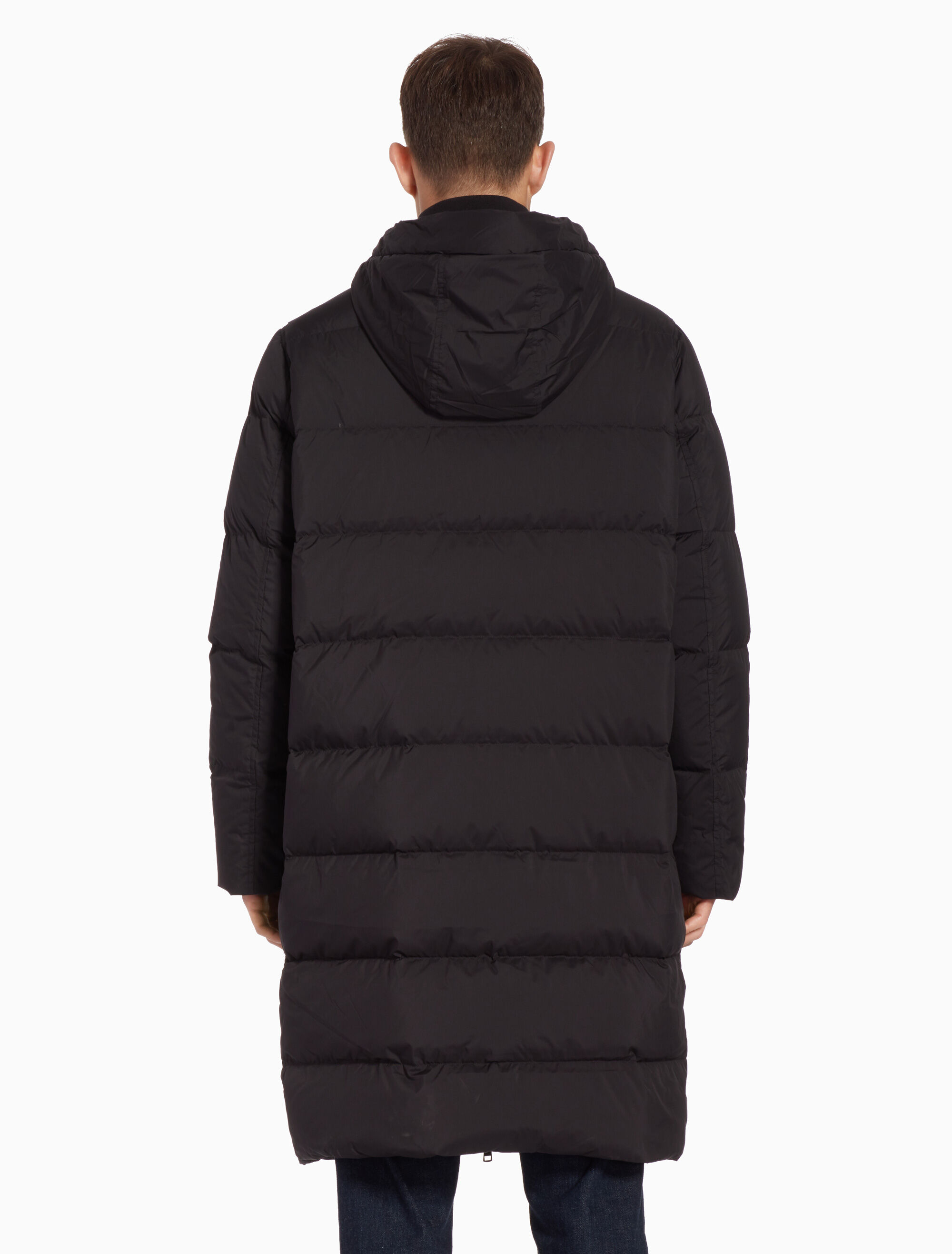 Calvin klein hooded long down jacket clearance