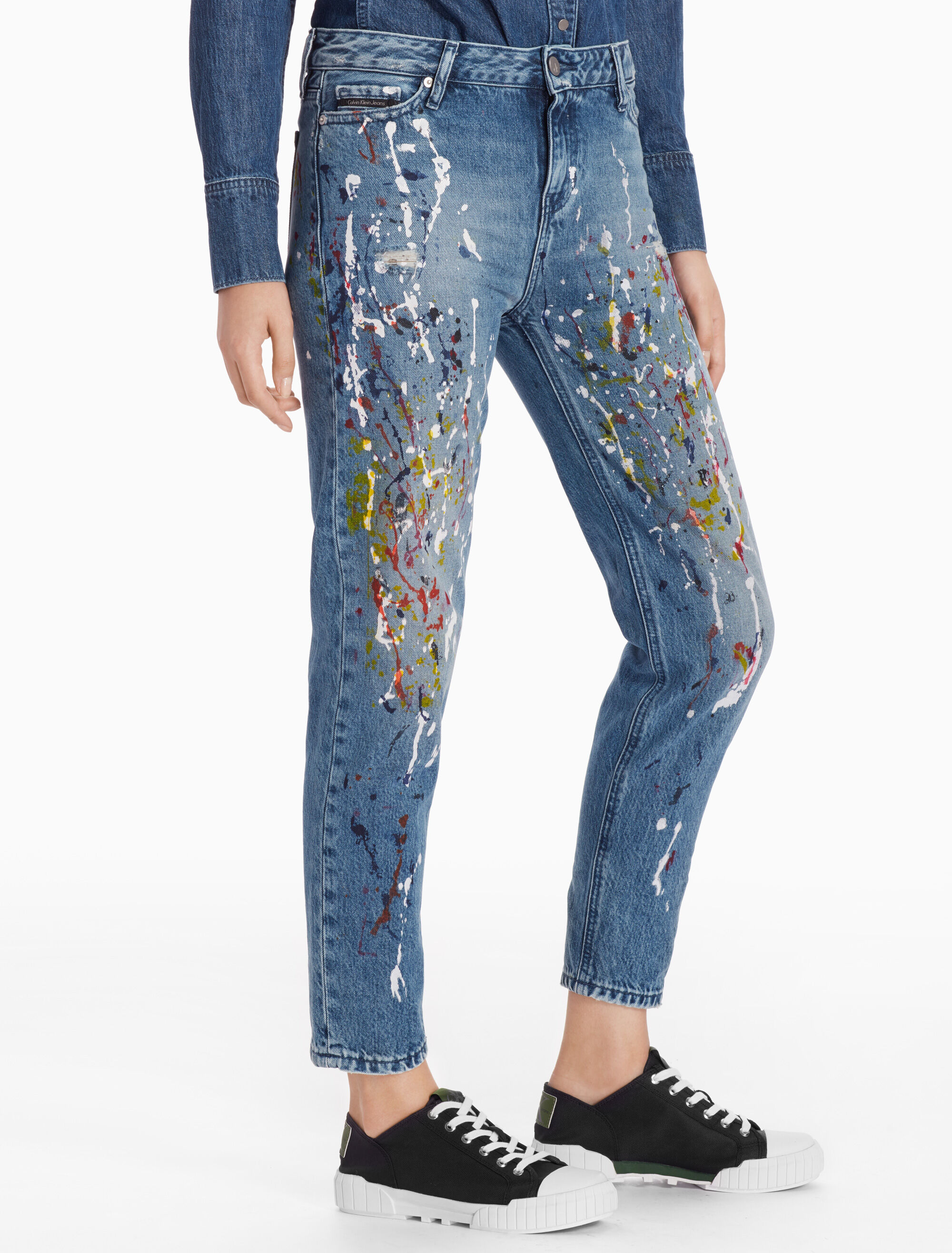 Calvin klein splatter jeans clearance